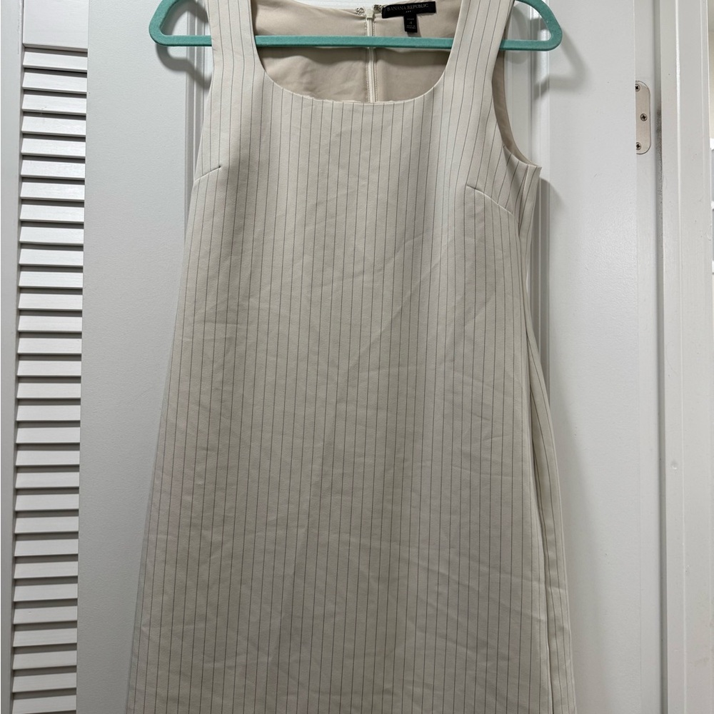 Banana Republic Factory Beige Striped Sheath Midi Dress - Size 4P